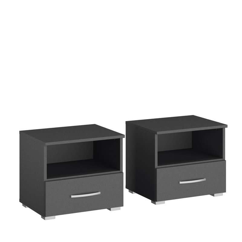 Aditio 1 Drawer Bedside Table, Metallic grey