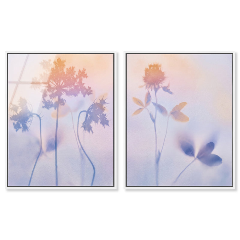 Lavender Shadows Set High-Gloss Frameless Acrylic Glass Wall Art Floral & Botanical Print by Oliver Gal, Ready to Hang, 16 x 20