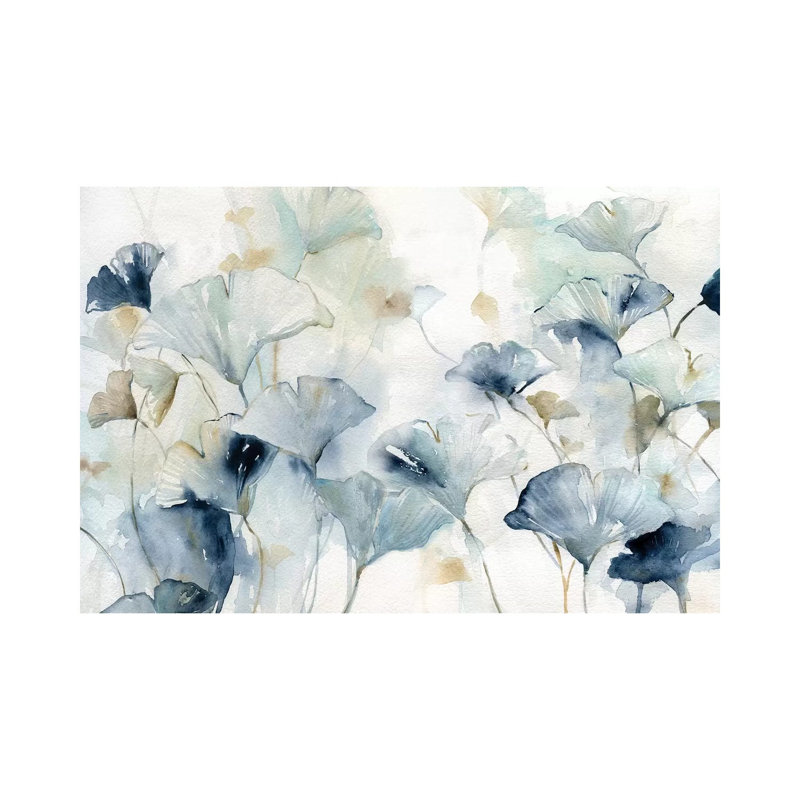Glorious Gingko Blue and Beige Canvas Art Print