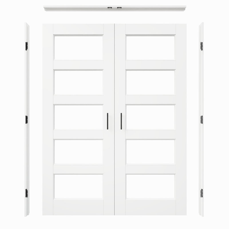Porte de garde-manger à 5 portes en verre transparent avec portes et poignées en verre, 64 po x 80 po