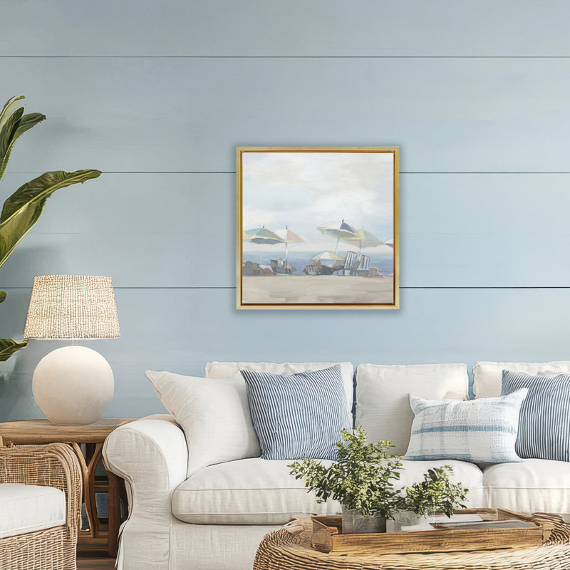 Cadre flottant Subtle Beach Breeze, design par Liz Jardine, H 25 po x l 25 po, Cadre flottant métallique doré