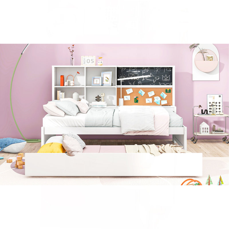 Lit de jour simple avec tablettes de rangement, Twin