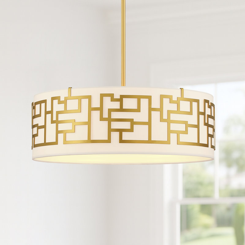 20 po Lustre tambour avec cadre doré