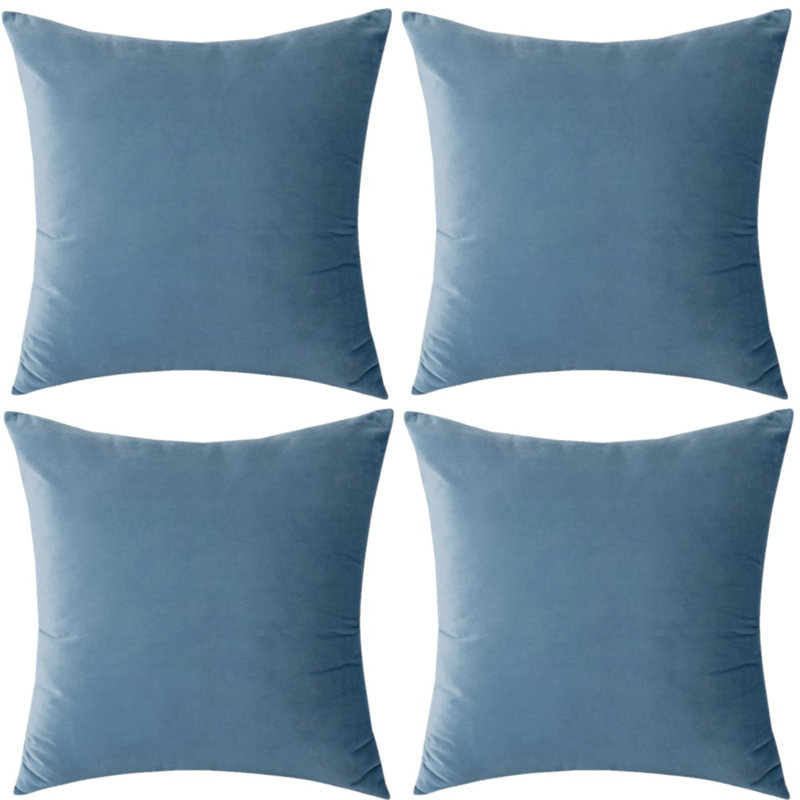 Housse de coussin Jakeryan, Bleu mer, 16 po x 16 po, Polyester