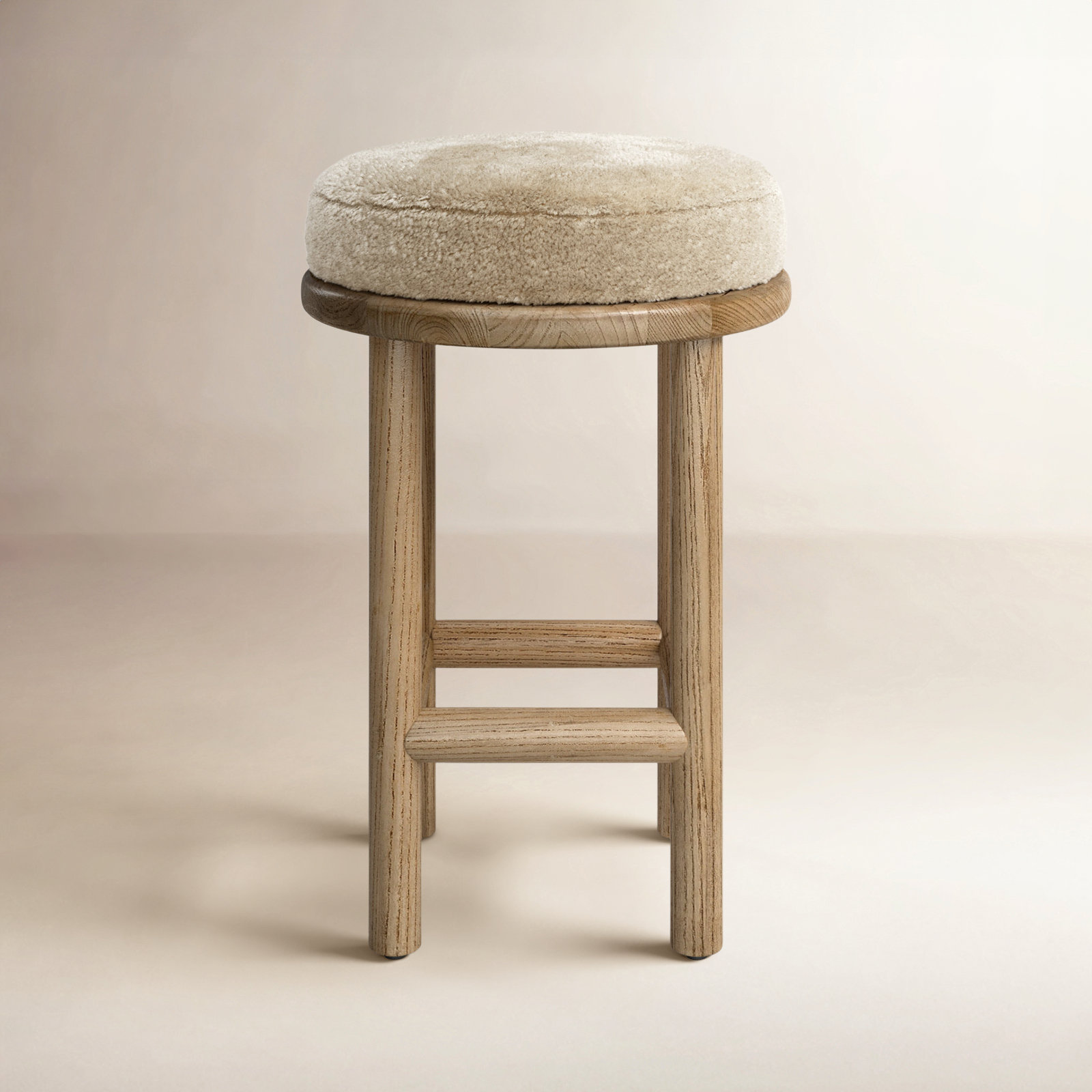 Ceridwen Stool, Counter Stool (26" Seat Height), Soft Beige, Natural