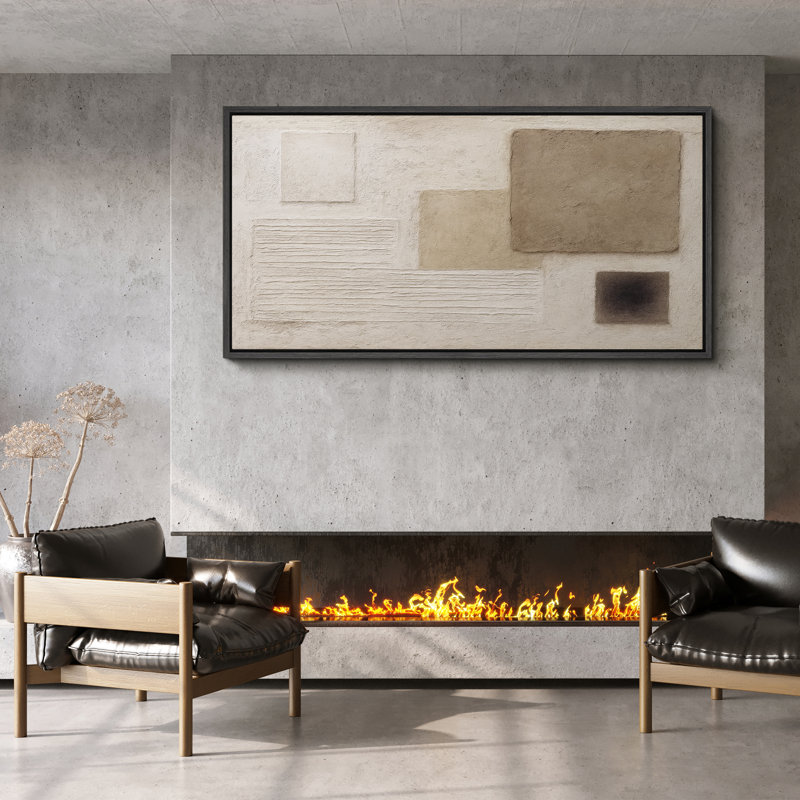 «Minimal Neutral Relief Forms», décoration murale géométrique encadrée, reproduction d'art sur toile, H 30 po x l 60 po