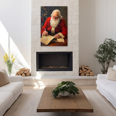 Père Noël, lettre de Noël classique, arbre de Noël abstrait traditionnel, impression d'art mural