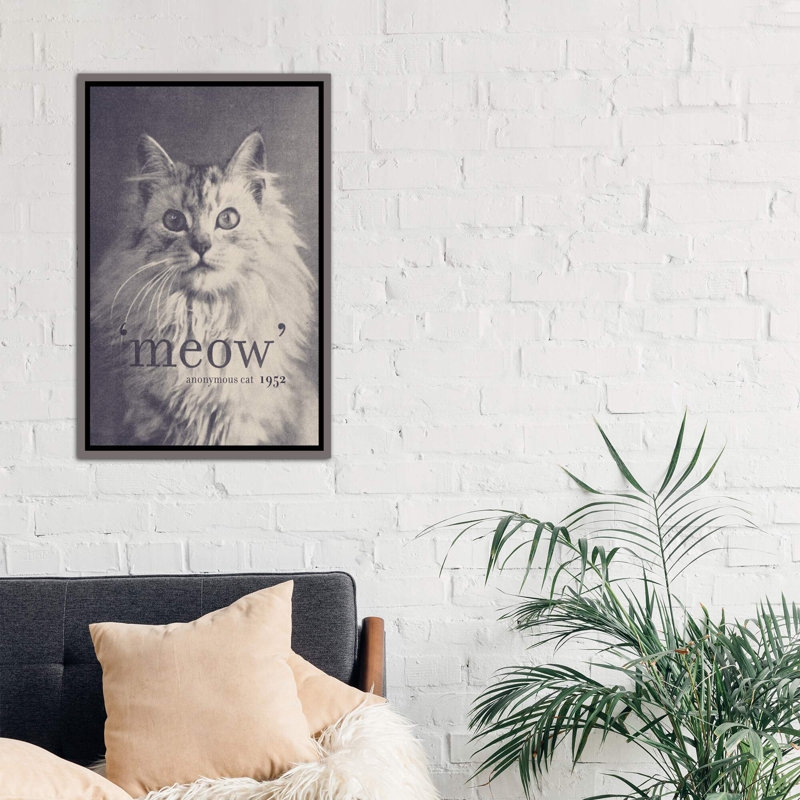 « célèbre quotes (chat) » par florent bodart-impression sur image, Toile encadrée de bois rustique foncé