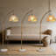 Lampe sur pied bohémienne à arc avec température de couleur réglable, design en rotin fabriqué à la main et base en marbre pour le salon et la chambre à coucher