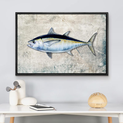 Fish "Black Fin Tuna Nautical Marine Life Artwork Animal Pictures Large Framed Canvas Print Wall Art