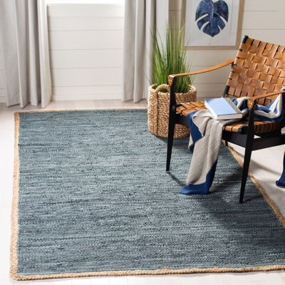 Zeitler Hand Woven Cotton Solid Color Rug in Gray/Natural