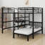 Lit double superposé double au-dessus de simple avec bureau intégré, tablettes et échelle-221955768