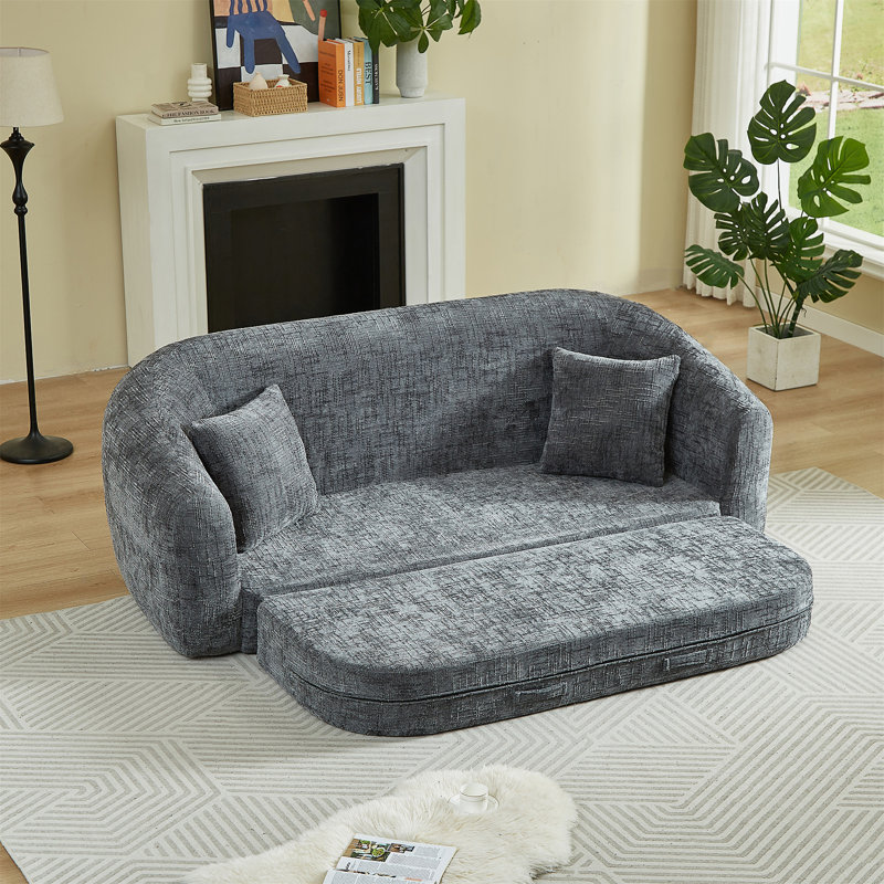 Fauteuil inclinable convertible incurvé de 87 po, Chenille gris