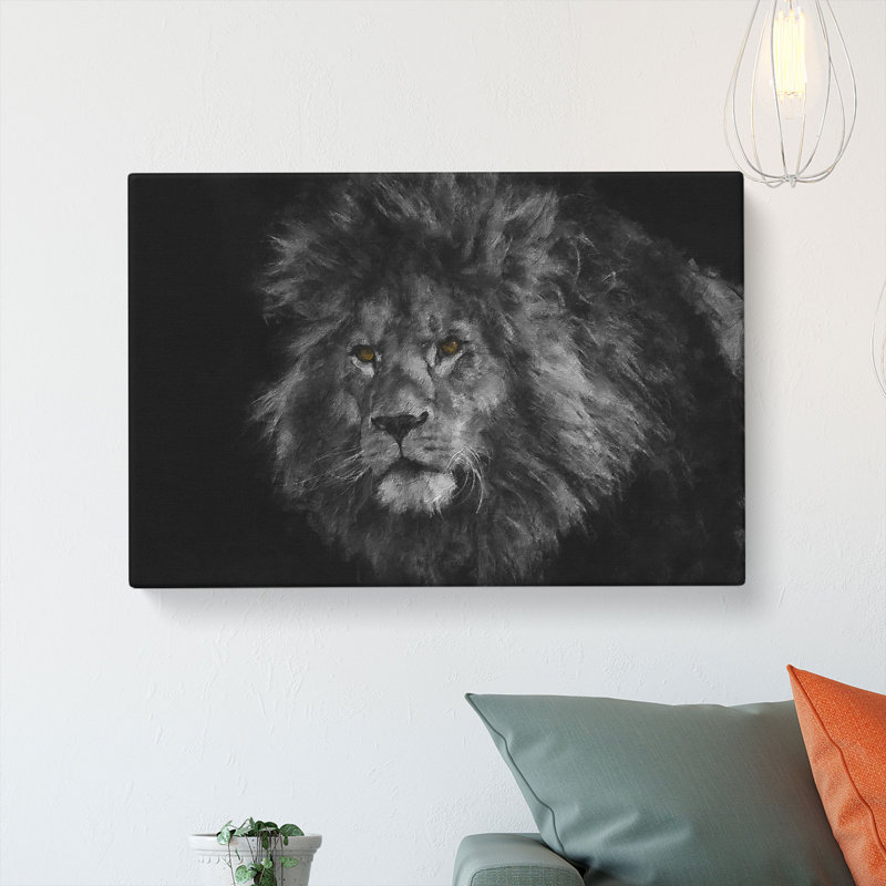 Lion With Piercing Eyes - Wrapped Canvas, 30cm H x 45cm W x 4cm D