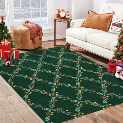 Christmas Area Rug Area Rug for Living Room Washable Rugs for Living Room Area Rugs for Bedroom Non Slip Backing Vintage Carpet for Dining Room Office