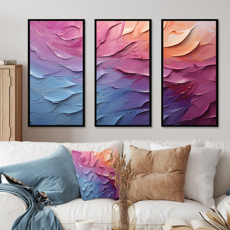 Rainbow Hue Harmony I - Ensemble de décoration murale arc-en-ciel, Cadre flottant noir, H 32 po x l 48 po x P 1 po