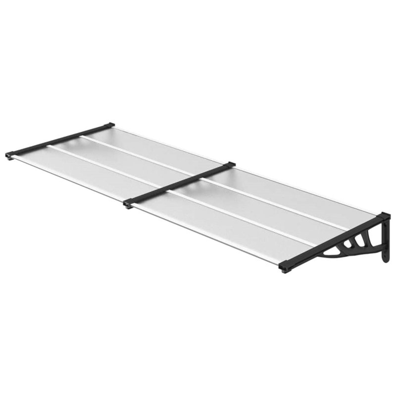 Dakota Fields 90cm D Polycarbonate Cover Retractable Door / Window Awning, Black/Transparent, 27.5cm H x 239cm W x 90cm D