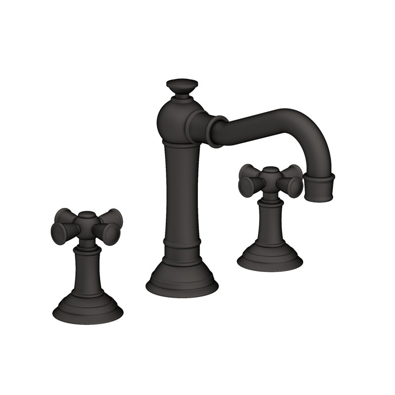 Jacobean Widespread Bathroom Faucet with Drain Assembly, Flat Black