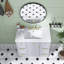 36 pouces Meuble-lavabo gris avec lavabo en céramique | Structure en bois massif | Portes à fermeture en douceur | Tablettes réglables | 3 tiroirs | Comprend un tiroir à double profondeur pour le rangement du sèche-cheveux-574153220
