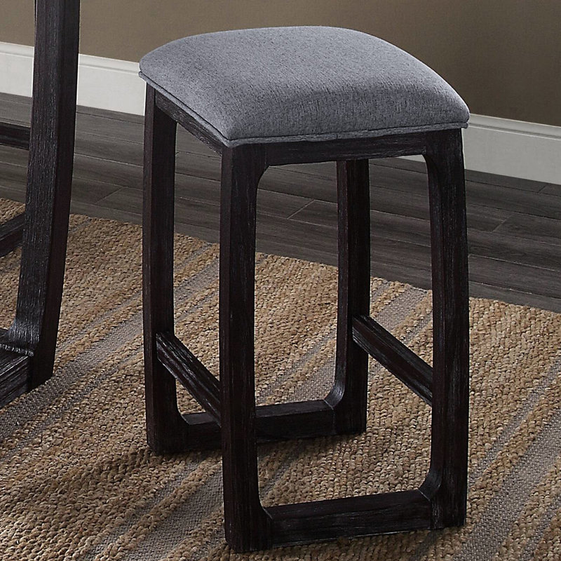 Tabouret de comptoir avec siège rembourré gris - Siège de chambre rustique sans dossier et chaise