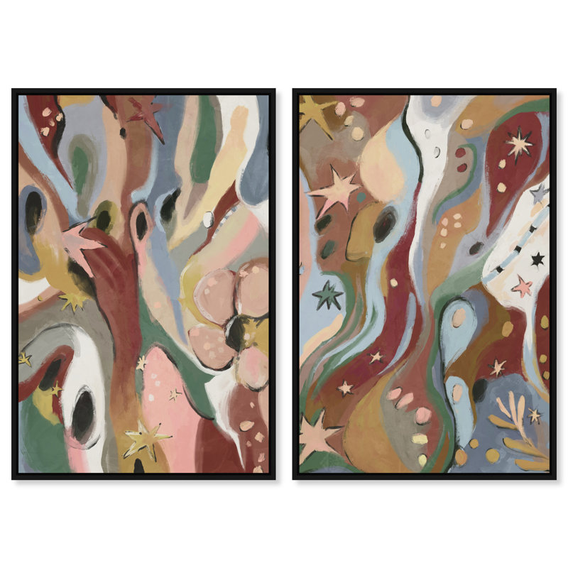 Modern Folk Set Set by Oliver Gal, 74"H x 50"W, Black Floater Frame