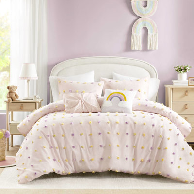 Édredon double / grand 5 pièces, édredon en coton, rembourrage, différents coussins décoratifs brodés lavables à la machine, avec taies décoratives et tissu froncé