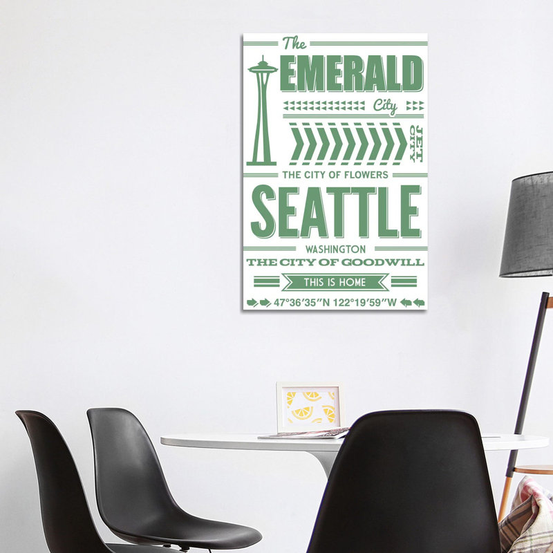 Seattle Typography by Benton Park Prints - Wrapped Canvas Gallery-Wrapped Canvas Giclée, 101.6 cm H x 66.04 cm W x 3.175 cm D