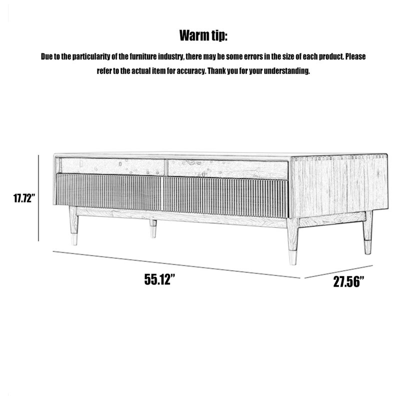 Black walnut all-solid wood coffee table, 17.72" H x 55.12" L x 27.56" W
