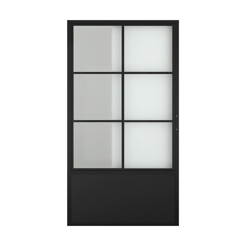 84" Frosted Glass and Steel Sliding Barn Door Kit