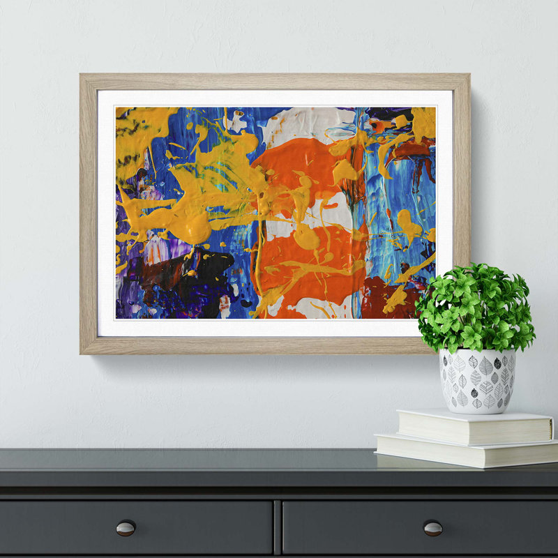 Abstract Art Painting Vol.80 by S.Johnson - Picture Frame Painting Print, 62cm H x 87cm W x 2cm D, Oak Framed