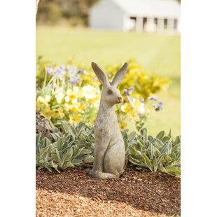 Vintage Wood and Straw Bunny in a Distressed White Finish With a Pink Bow