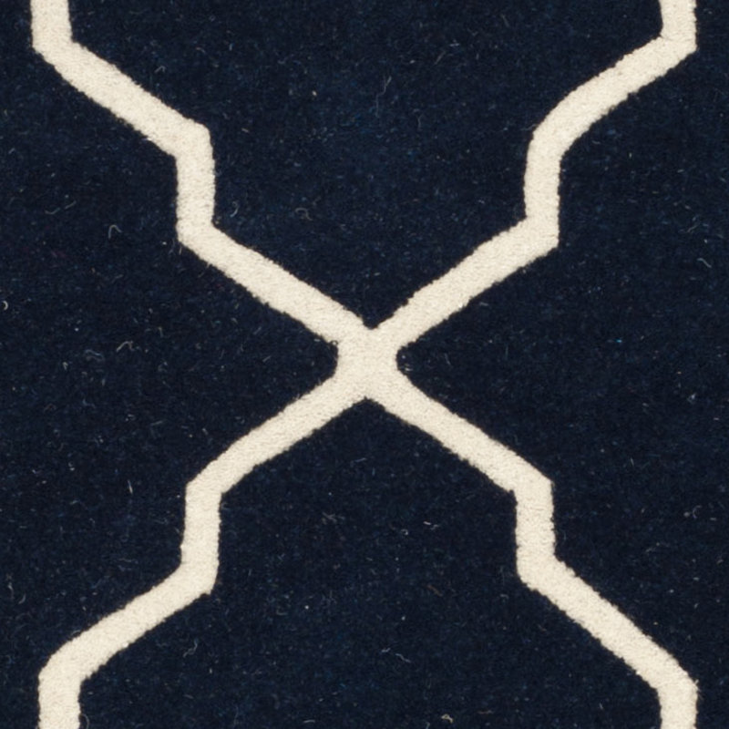Dark Blue Rectangular Hand-Tufted Wool Area Rug, 8' x 10'