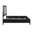 Grand lit contemporain en bois massif, cadre gris anthracite, panneaux gris et tête de lit équipée à DEL pour chambre à coucher, panneaux, rétroéclairage intégré