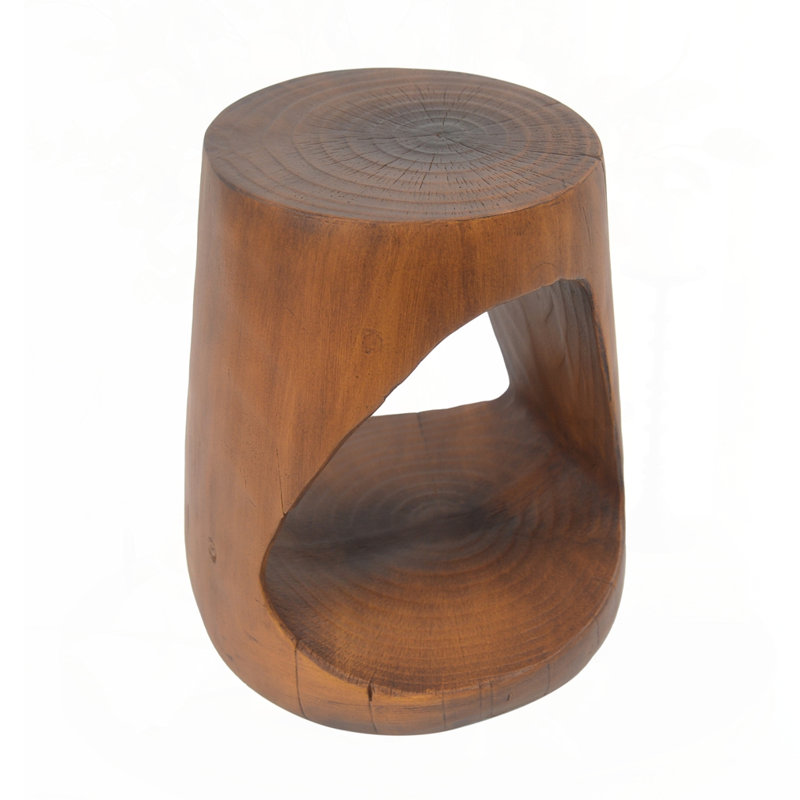 Wood-Like Texture MGO Hollow Side Table, Antique Brown