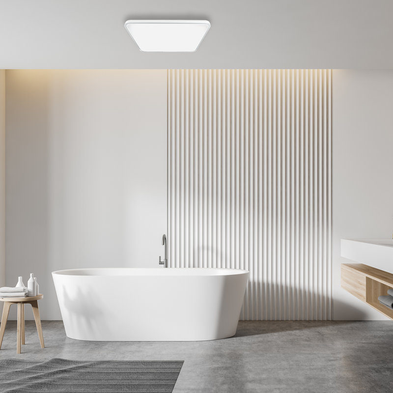 Fabio Plastic LED Flush Mount, White, 6cm H x 47cm W x 47cm D