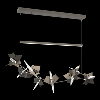Hubbardton Forge Belladonna Kitchen Island Led Pendant With Crystal Accents In Dark Smoke,natural Iron