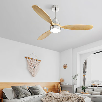 Ventilateur de plafond à profil bas intégré de 52 pouces à DEL avec ensemble d'éclairage et télécommande pour le salon