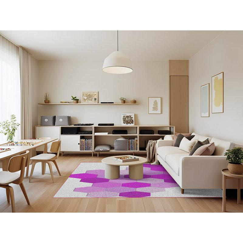 Tapis mauve à motif géométrique Kollman, Rectangle 7 pi x 9 pi