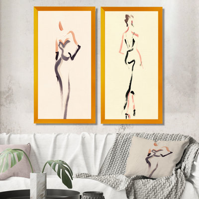 " Fashion Woman Line Art X " 2 - Pieces Painting Print