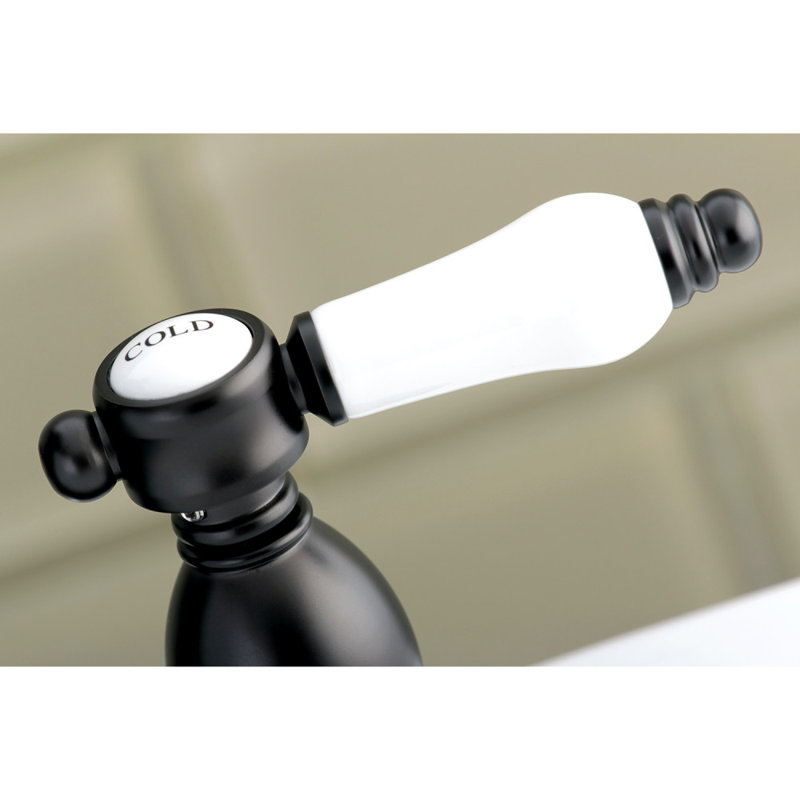 Bel Air Centerset Bathroom Faucet with Drain Assembly, Oil Rubbed Bronze/White