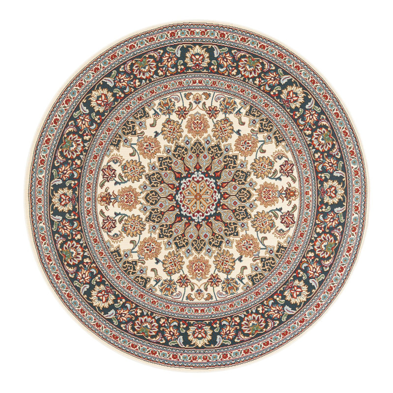 Washable Oriental Indoor / Outdoor Rug, Round 6'1"