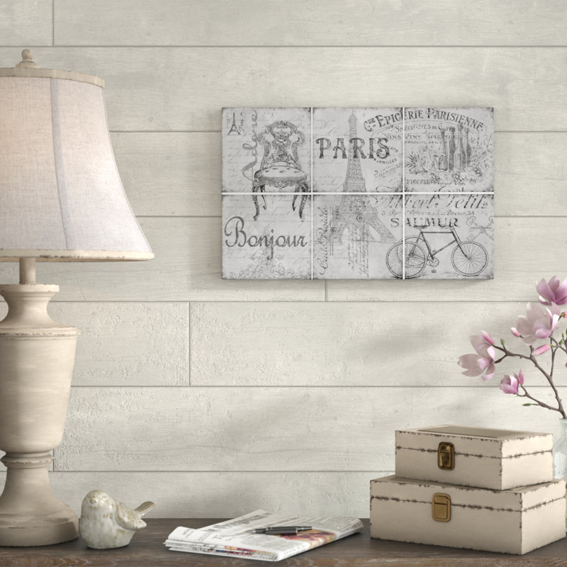« parisienne 5 », art textuel sur toile tendue, H 12 po x l 19 po