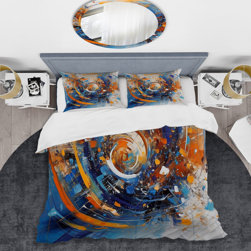 Ensemble de housse de couette en microfibre / polyester Blue and Orange Space Bedding