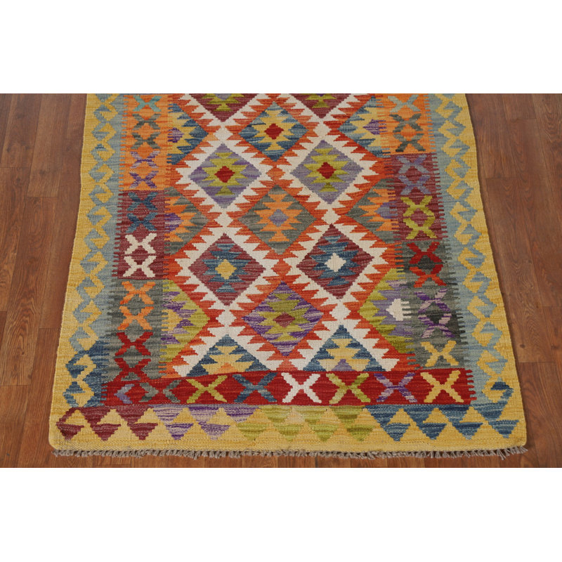 Tapis décoratif en laine South Western Kilim 4 x 5