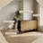 Seagrass & Black Woodgrain Sideboard with Handwoven Doors - Natural Boho Storage Cabinet for Dining Room, Entryway