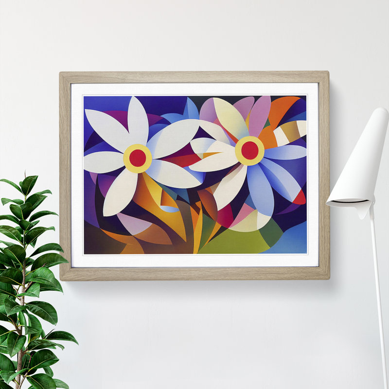 Daisy Flowers - Framed Print, 34cm H x 46cm W x 2cm D, Oak