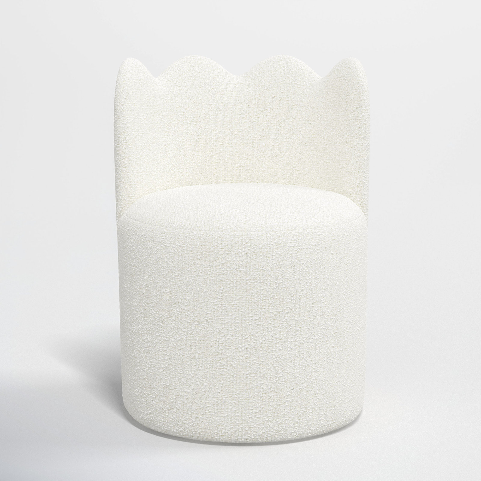 Dahlia Wavy Back Dining Chair, Classic Snow Boucle
