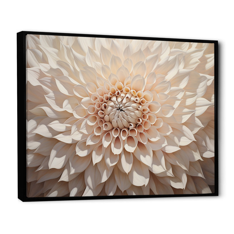 Minimalisme beige Dahlia II sur toile, H 34 po x l 44 po x P 1,5 po, Cadre flottant noir