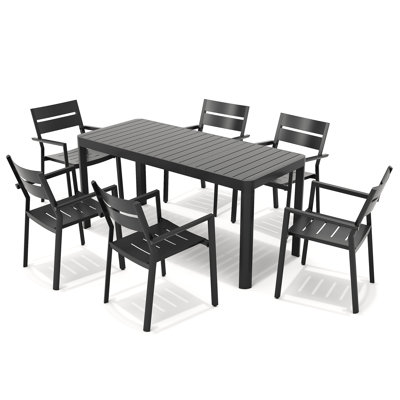 Ensemble repas extensible rectangulaire en aluminium pour 6 personnes Cadenhead