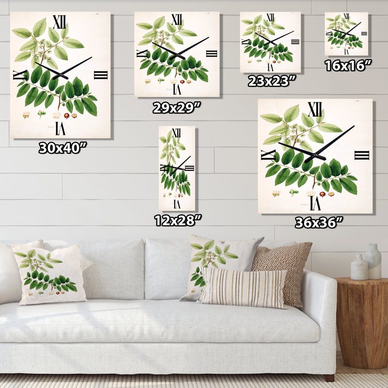 Horloge murale rétro Vintage Botanicals, Grand
